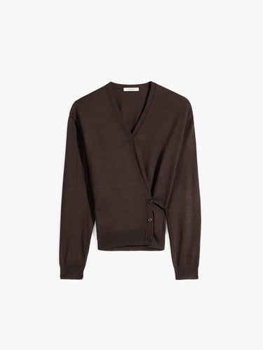 Lemaire - Twisted V Neck Cardigan in Dark Cacao
