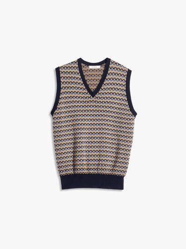 Lemaire - V Neck Jaquard Vest in Beige