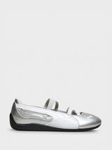 Puma - Speedcat Ballet Shoes in Metallic Silver and White