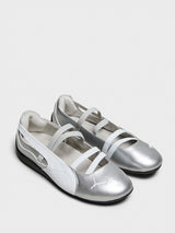 Puma - Speedcat Ballet Shoes in Metallic Silver and White