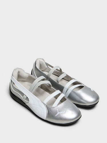 Puma - Speedcat Ballet Shoes in Metallic Silver and White