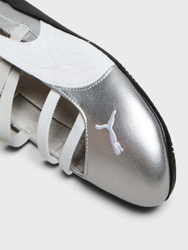 Puma - Speedcat Ballet Shoes in Metallic Silver and White