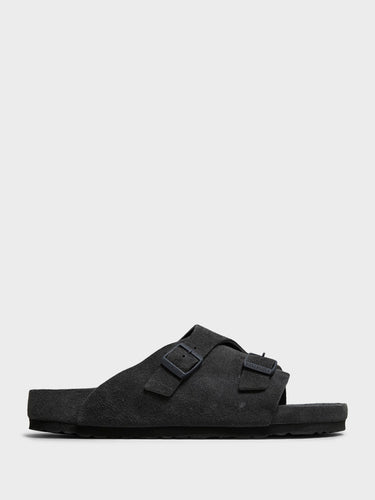 Birkenstock - Zürich Suede Leather Narrow Sandals in Allover Charcoal