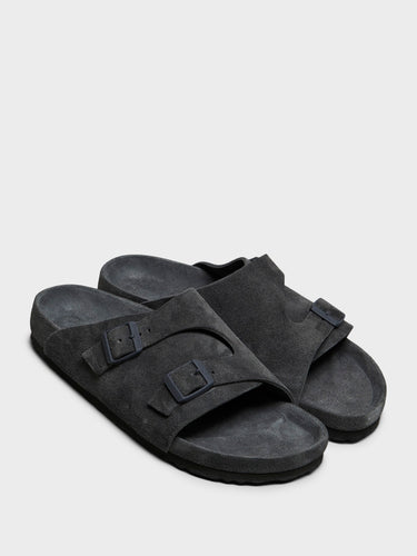 Birkenstock - Zürich Suede Leather Narrow Sandals in Allover Charcoal