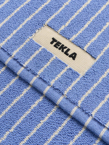 Tekla - Terry Bath Mat in Clear Blue Stripes