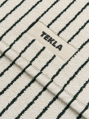 Tekla - Terry Bath Mat in Racing Green Stripes