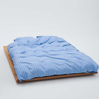 Tekla - Percale Duvet Cover in Island Blue Stripes