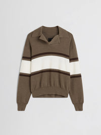 Phoebe Philo - Open Polo Jumper in Cigar, Cream and Chocolate