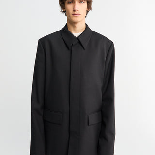 Rier - Poplin Wool Jacket in Black Rustic