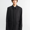 Rier - Poplin Wool Jacket in Black Rustic