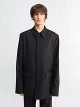 Rier - Poplin Wool Jacket in Black Rustic
