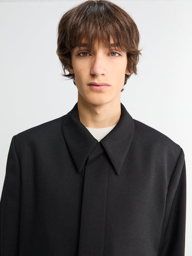 Rier - Poplin Wool Jacket in Black Rustic