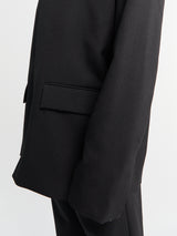 Rier - Poplin Wool Jacket in Black Rustic