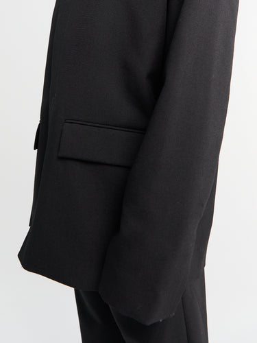 Rier - Poplin Wool Jacket in Black Rustic