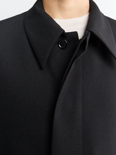 Rier - Poplin Wool Jacket in Black Rustic