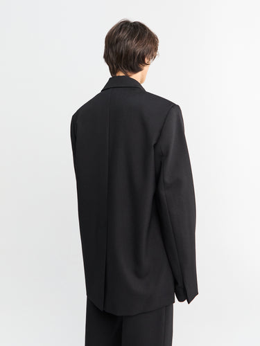 Rier - Poplin Wool Jacket in Black Rustic