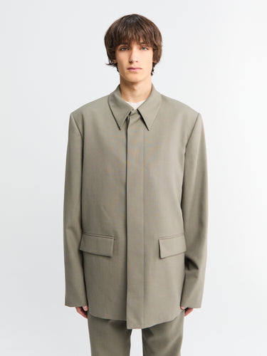 Rier - Poplin Wool Jacket in Camoscio Rustic