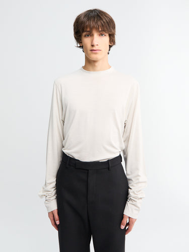 Rier - Polar Jersey Roundneck in Talc Jersey Wool