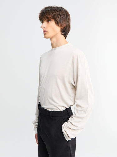 Rier - Polar Jersey Roundneck in Talc Jersey Wool