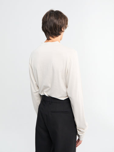 Rier - Polar Jersey Roundneck in Talc Jersey Wool