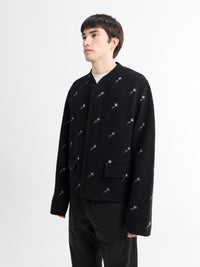 Rier - Walker Jacket City Crop in Black Flowers Felted