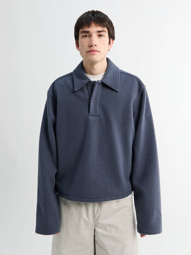 Fleece Polo in Ardoise