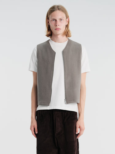 Rier - Natural Fleece Vest in Zinc