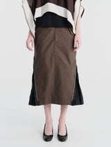 sacai - Cotton Weather Zip Skirt in Khaki and Navy