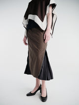 sacai - Cotton Weather Zip Skirt in Khaki and Navy
