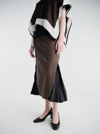 sacai - Cotton Weather Zip Skirt in Khaki and Navy