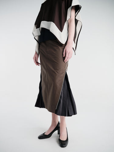 sacai - Cotton Weather Zip Skirt in Khaki and Navy