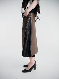 sacai - Cotton Weather Zip Skirt in Khaki and Navy