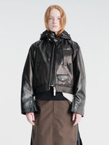 sacai - Leather Hoodie Jacket in Black