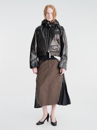 sacai - Leather Hoodie Jacket in Black