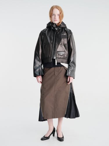 sacai - Leather Hoodie Jacket in Black