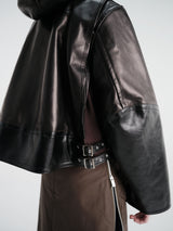 sacai - Leather Hoodie Jacket in Black