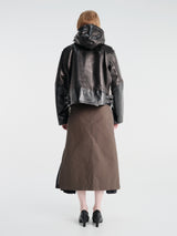 sacai - Leather Hoodie Jacket in Black