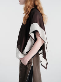 sacai - Satin and Cotton Jersey T-Shirt in Brown and Navy