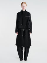 sacai - Wool Flannel and Nylon Twill Coat in Black