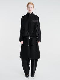sacai - Wool Flannel and Nylon Twill Coat in Black