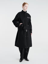 sacai - Wool Flannel and Nylon Twill Coat in Black
