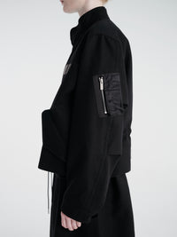 sacai - Wool Flannel and Nylon Twill Coat in Black