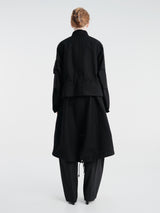 sacai - Wool Flannel and Nylon Twill Coat in Black