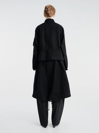 sacai - Wool Flannel and Nylon Twill Coat in Black