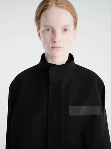 sacai - Wool Flannel and Nylon Twill Coat in Black