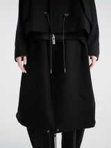 sacai - Wool Flannel and Nylon Twill Coat in Black