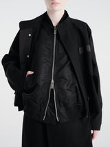 sacai - Wool Flannel and Nylon Twill Coat in Black