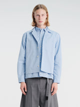 sacai - Poplin Double Shirt in Blue Stripes