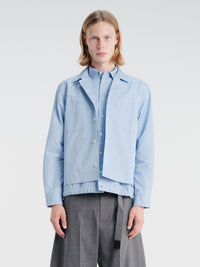 sacai - Poplin Double Shirt in Blue Stripes