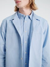 sacai - Poplin Double Shirt in Blue Stripes